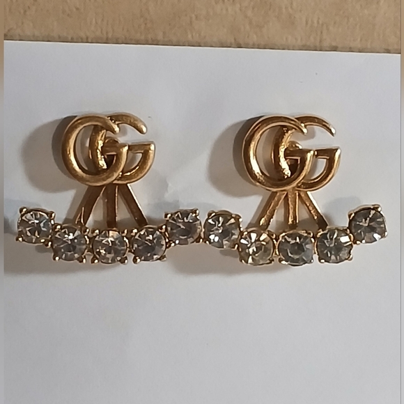 Authentic Vintage Gucci Gold Tone Crystal Earrings - Picture 1 of 9
